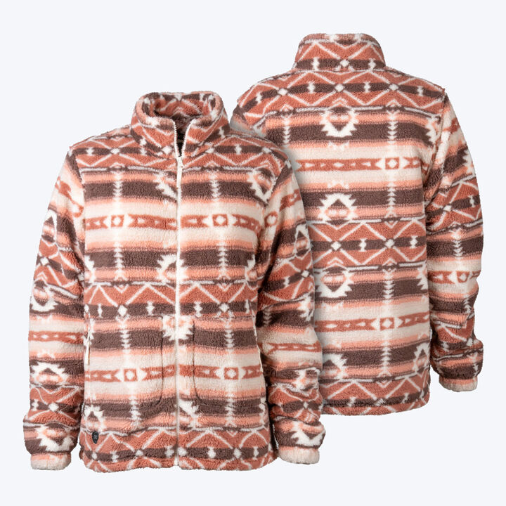 Mobile Warming Womens Upland Sherpa Clay Aztec Printed Long Jacket Kit 2X