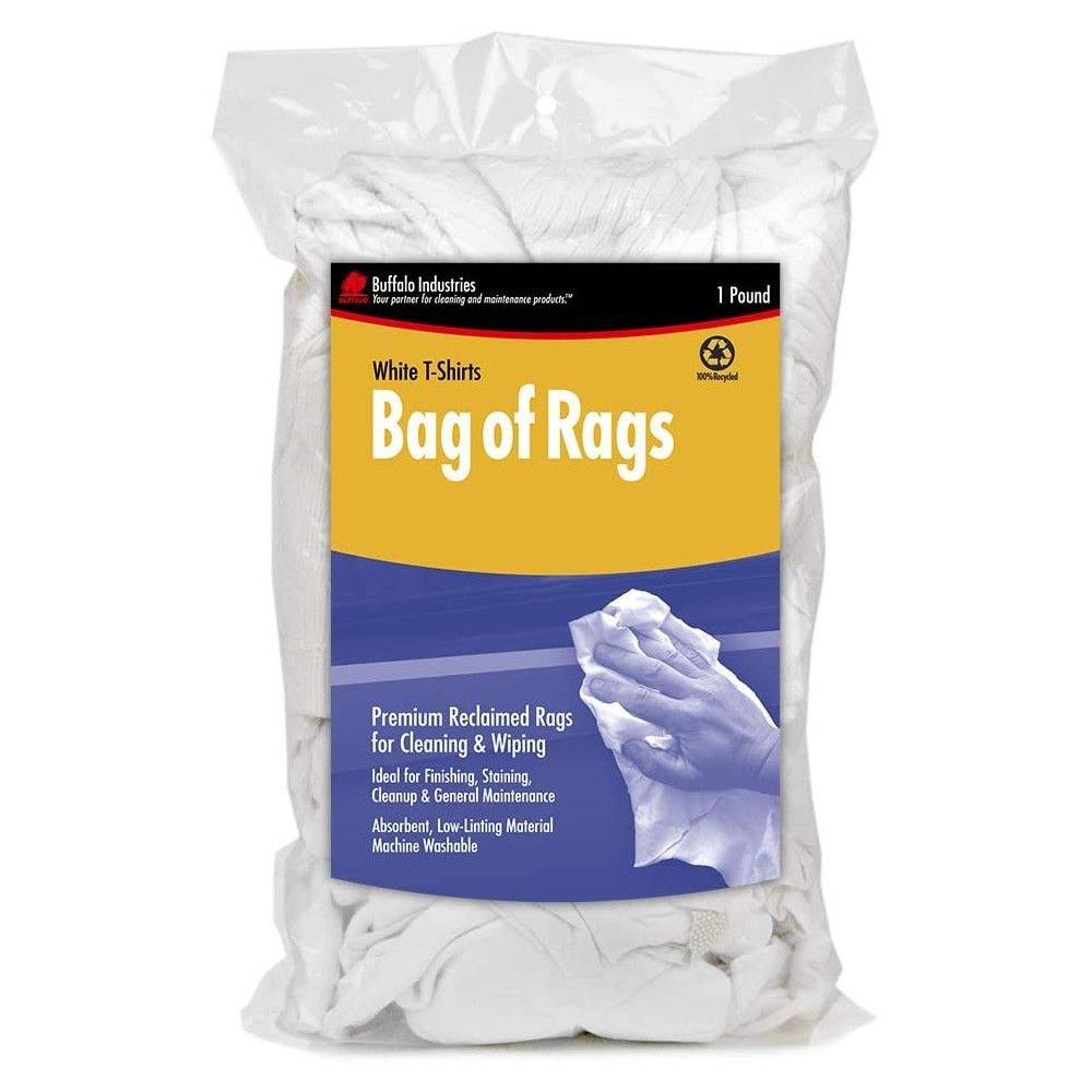 Buffalo Industries Recycled White T Shirt Cloth Rag 1 Lb Bag, large image number 2