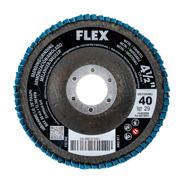 FLEX 4-1/2 Inch Blending/Grinding 40 Grit Flap Disc 5pk