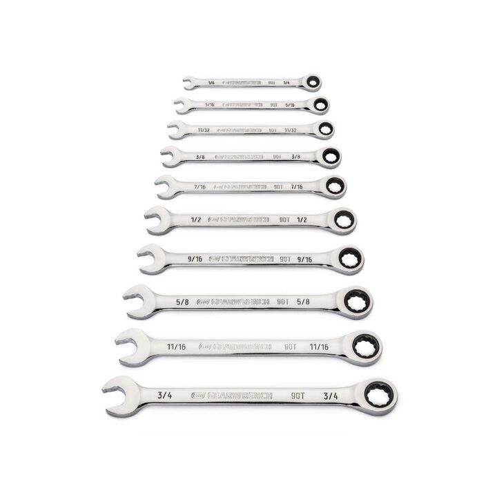 GEARWRENCH 10 Pc. 90T 12 Point SAE Combination Ratcheting Wrench Set, large image number 2