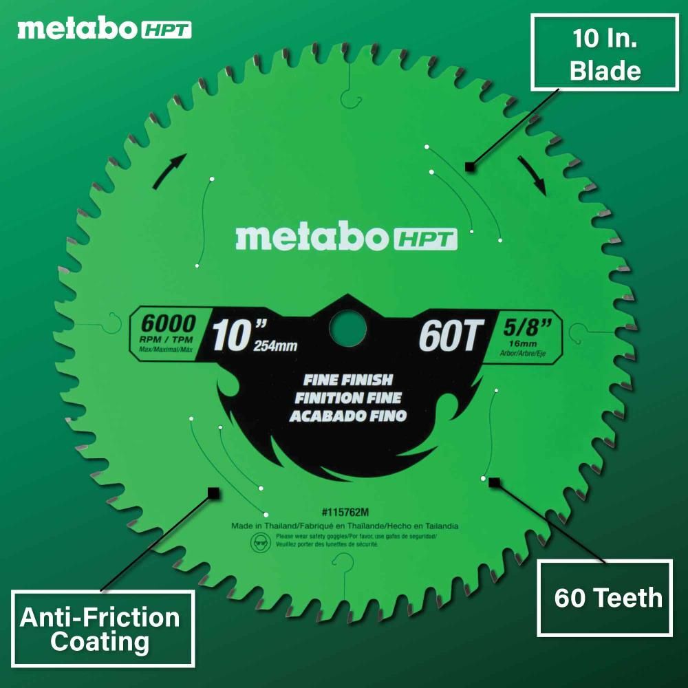 Metabo HPT Fine Finish 10 Inch 60-Tooth Saw Blade, large image number 5