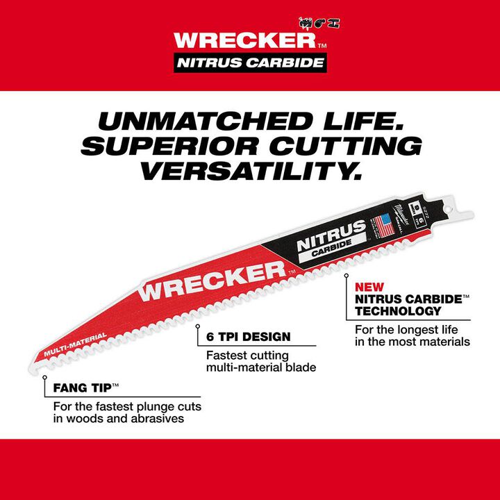 Milwaukee NITRUS CARBIDE WRECKER 9 Inch SAWZALL Blade Bundle, 10 Pieces, large image number 2