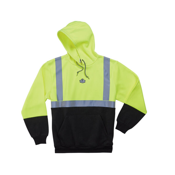 Ergodyne 8293 Class 2 Hooded Sweatshirt with Black Front - Medium