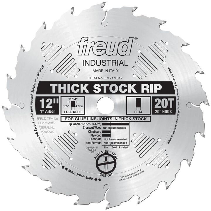 Freud 12in Thick Stock Rip Blade