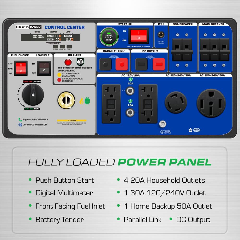 Duromax 11000 Watt Portable Tri Fuel 49 State Inverter Generator with CO Sensor, large image number 5