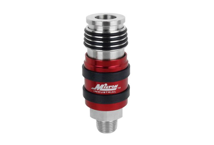 Milton 2 In ONE Universal Safety Exhaust Coupler  3/8in MNPT x 3/8in Body Flow