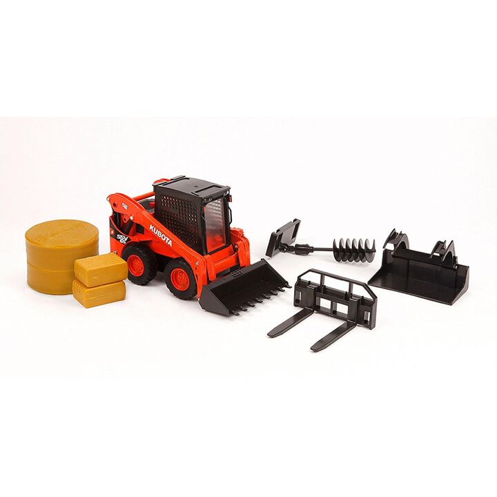 Kubota SSV65 1:18 Scale Miniature Toy Skid Steer Loader with Attachments, large image number 0