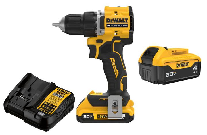 DEWALT Atomic 20V Max Brushless 1/2 Inch Drill Driver Kit & 20V MAX Battery Premium 4 Ah Bundle