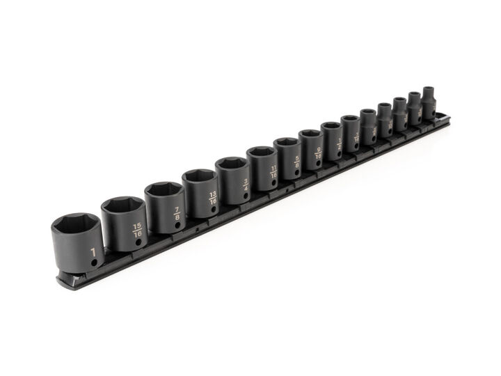 Tekton 3/8 Inch 6 Point Impact Socket Set, 15 Pieces (1/4-1 Inch)