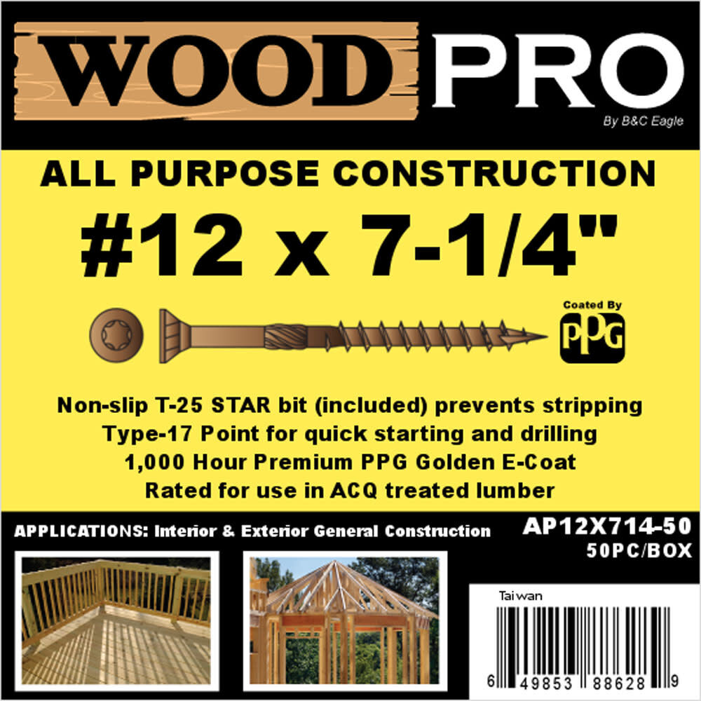 Woodpro (50) #12 x 7-1/4 In. All Purpose Wood Screws, large image number 2