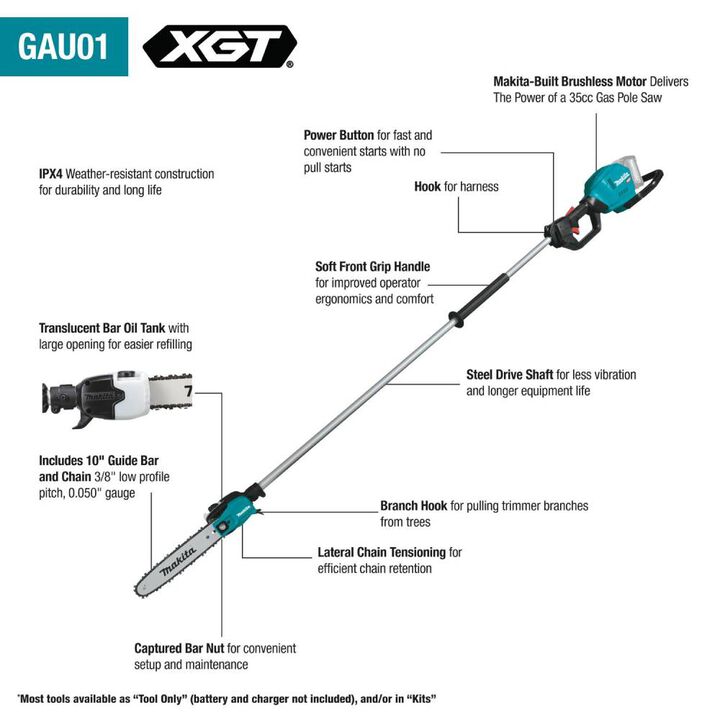 Makita 40V max XGT 10in Pole Saw 8' Length (Bare Tool), large image number 8