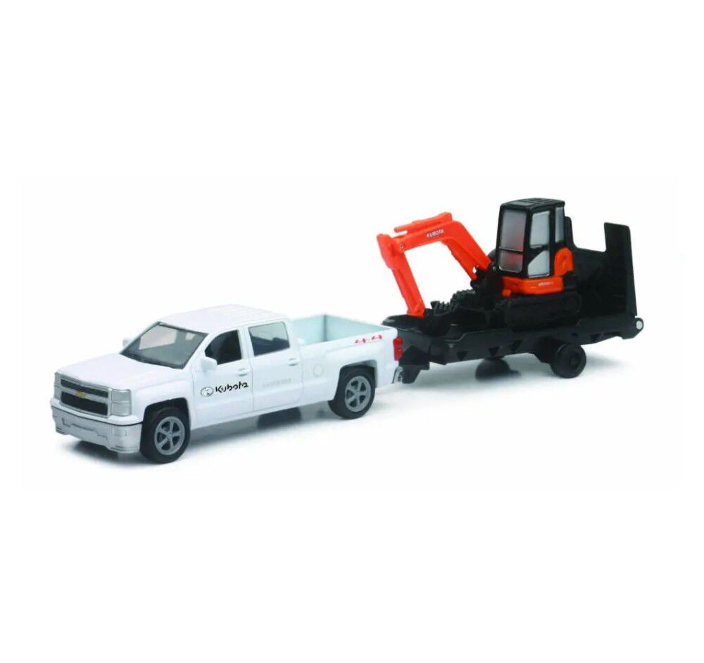 Kubota KX040 1:64 Scale Miniature Toy Pull-Back Excavator Set with Truck, large image number 1