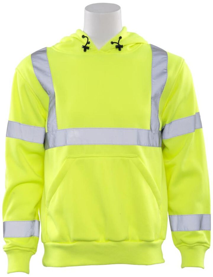 Delta Plus W376 Class 3 Hooded Hi Viz Lime Sweatshirt, LG