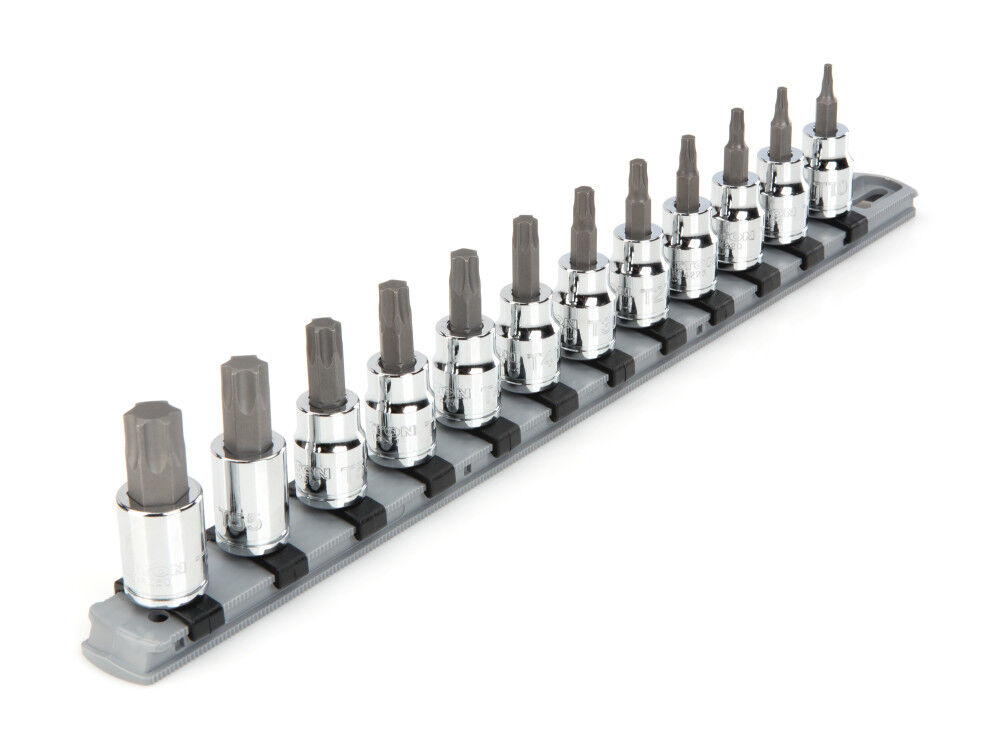 Tekton 3/8 Inch Drive Torx Bit Socket Set with Rail, 12 Piece (T10-T60), large image number 1