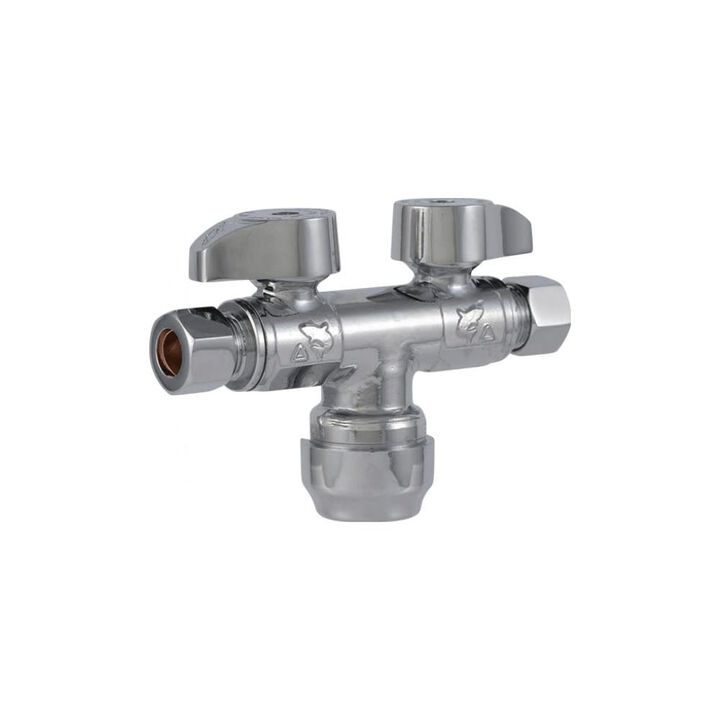 Sharkbite 1/2in T x 3/8in S x 3/8in Dual Shut Off Valve