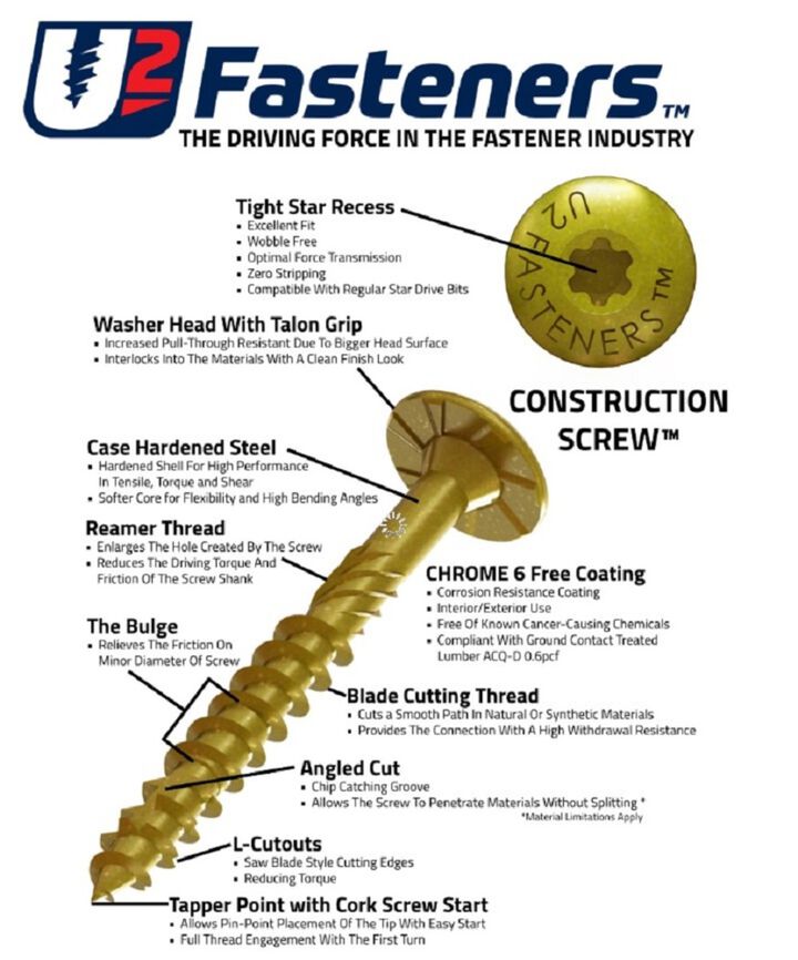 U2 Fasteners Construction Screw 3/8 Inch X 10 Inch, 300ct, large image number 3