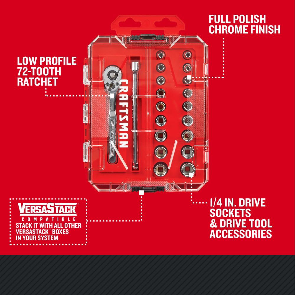 CRAFTSMAN 20Pc 1/4 Inch Drive Mechanics Tool Set, large image number 2