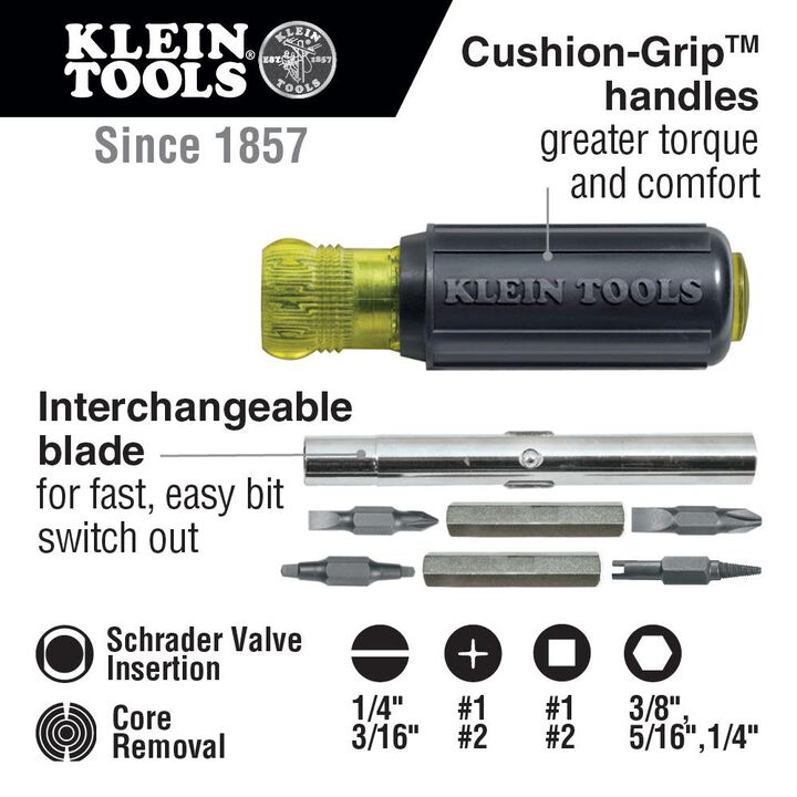 Klein Tools Nut Screwdriver Valve Core Bit, large image number 1