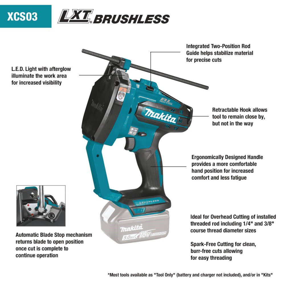 Makita 18V LXT Lithium-Ion Brushless Cordless Threaded Rod Cutter (Bare Tool), large image number 17