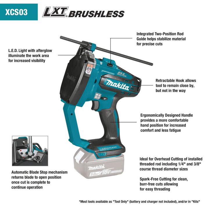 Makita 18V LXT Lithium-Ion Brushless Cordless Threaded Rod Cutter (Bare Tool), large image number 16