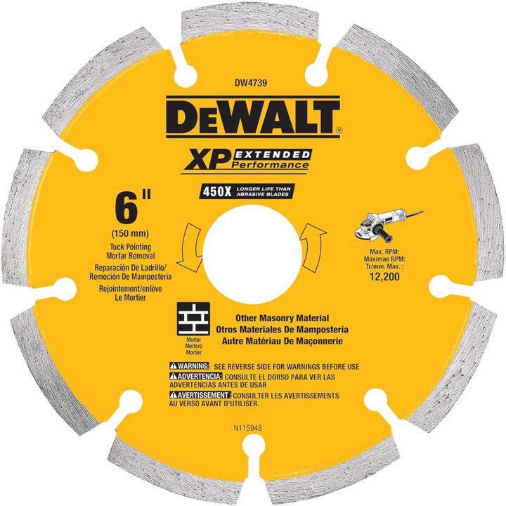 DEWALT XP 6 Inch Segmented Rim Diamond Tuck Point Blade for Rough Cuts in General Purpose Concrete