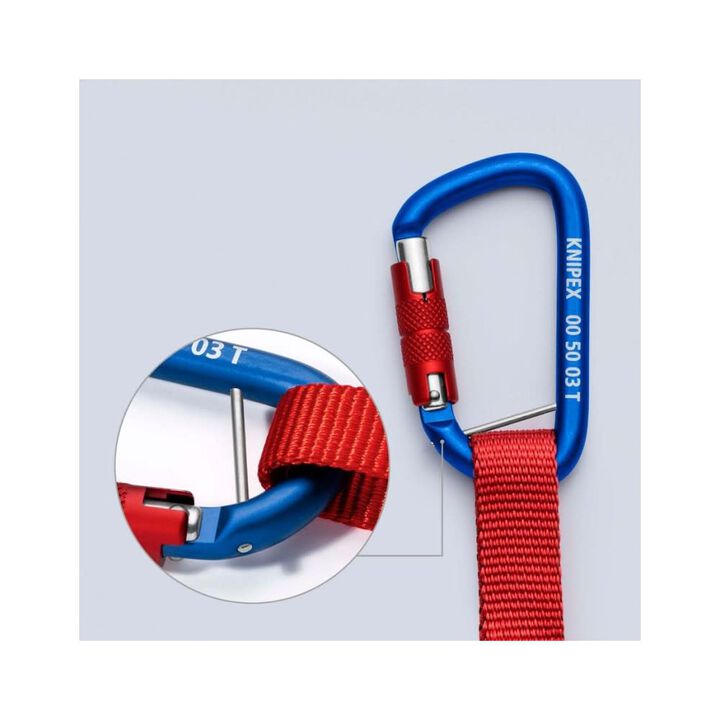 Knipex 18 in Red Tool Tethering Adaptor Straps with Eye Carabiner, large image number 2