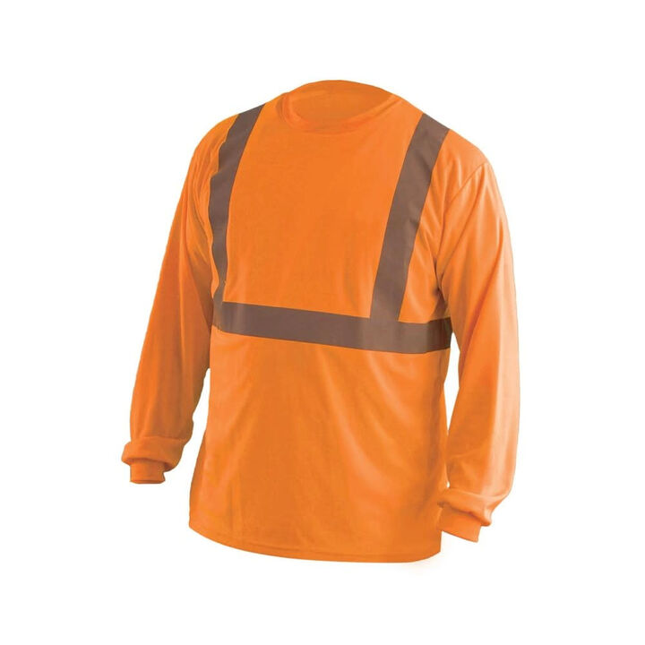 Occunomix Hi-Vis Orange Class 2 Classic Wicking Birdseye T-Shirt Long Sleeve XL