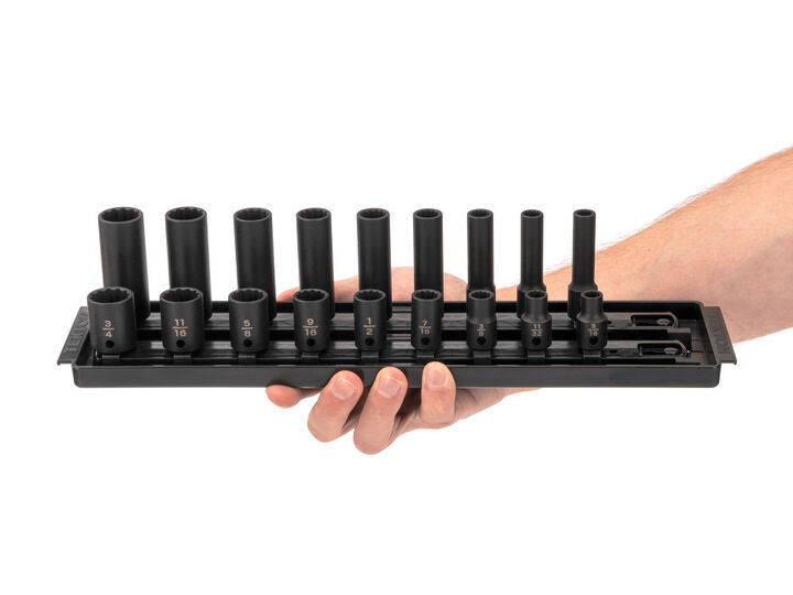 Tekton 3/8 Inch 12 Point Impact Socket Set, 18 Pieces (5/16-3/4 Inch), large image number 2