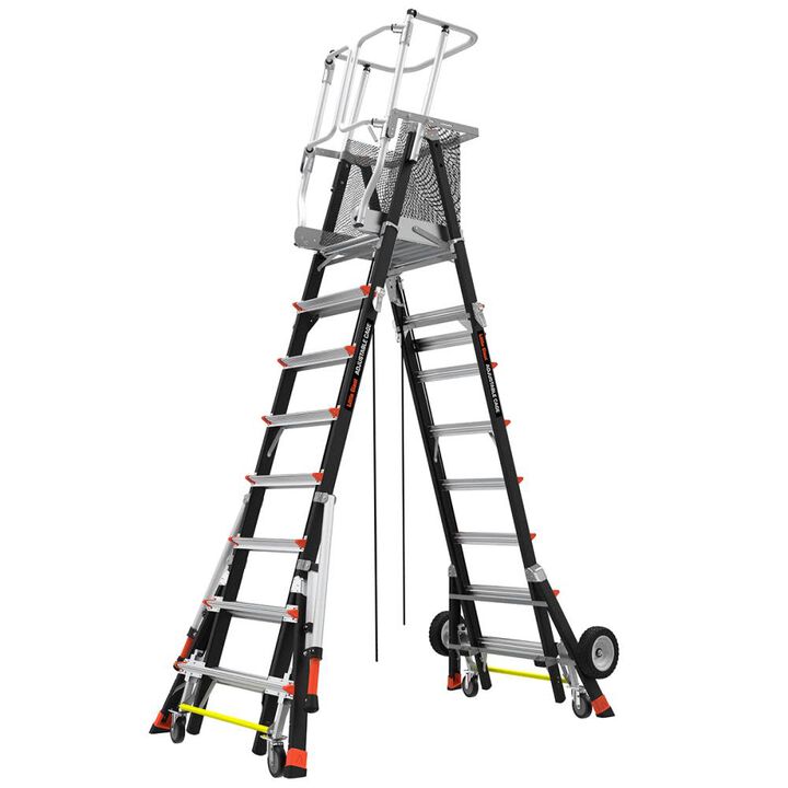 Little Giant Safety Cage Model 8 Ft. to 14 Ft. IAA FG with All Terrain Wheels and Wheel Lift