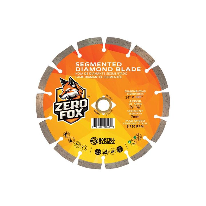 Bartell Morrison Zero Fox 14 Inch Segmented Diamond Blade for Concrete