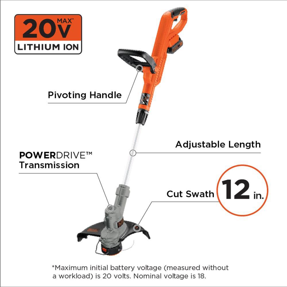 Black and Decker 20V MAX Lithium 12 Inch Trimmer/Edger, large image number 3