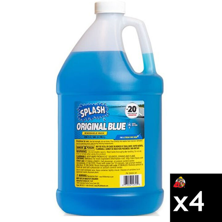 Splash ORIGINAL BLUE 1 Gallon -20 Degree F Liquid Windshield Washer Fluid, 4 Pieces, Case
