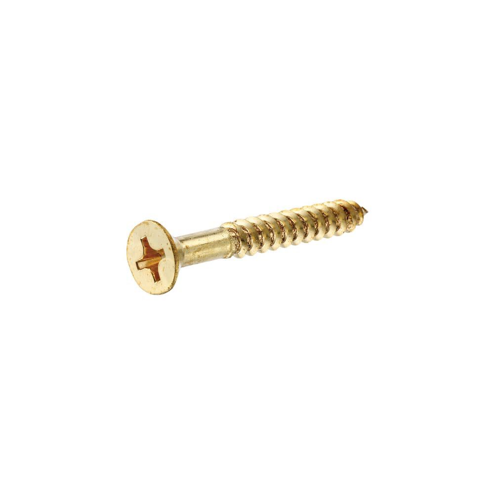 Hillman #10 x 1 1/4in Brass Flat Head Phillips Wood Screw 100pk, large image number 1