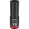 Milwaukee SHOCKWAVE Impact Duty Socket 3/8in Drive 13MM Deep 6 Point, small image number 1