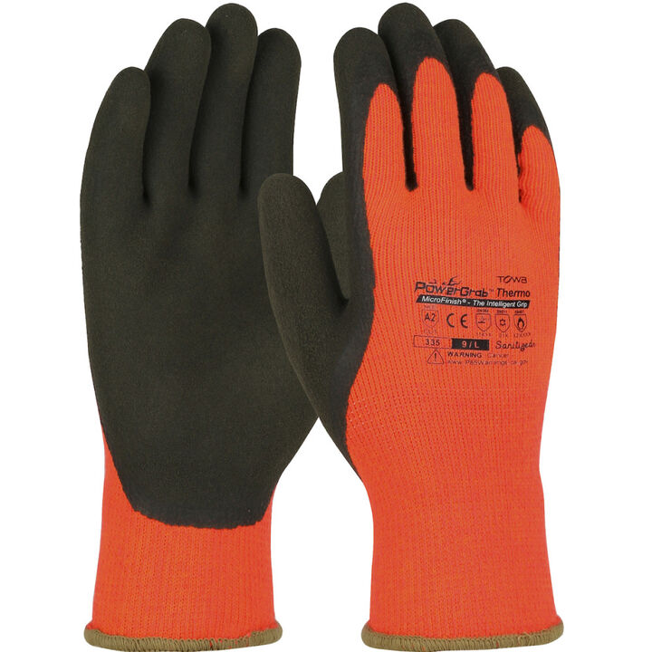 Protective Industrial Products Gloves Hi-Vis Orange PowerGrab Thermo Acrylic Terry Medium 12 Pairs of Gloves