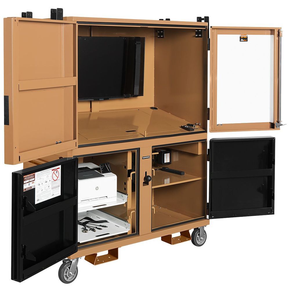Knaack DataVault 150 Lbs Steel Mobile Digital Plan Station with 40 Inch TV Monitor & Laser Printer, large image number 3