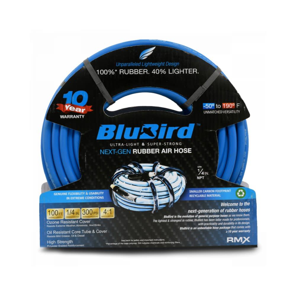 BluBird 1/4 Inch x 100 Ft. Rubber Air Hose Assembly, large image number 1