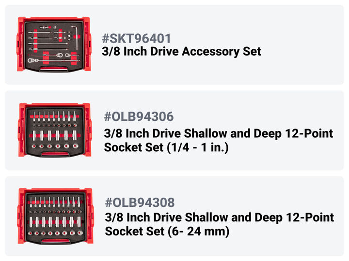 Tekton 1/4, 3/8, 1/2 Shallow and Deep 12 Point Sockets, Ratchets, 250 Pieces, large image number 3