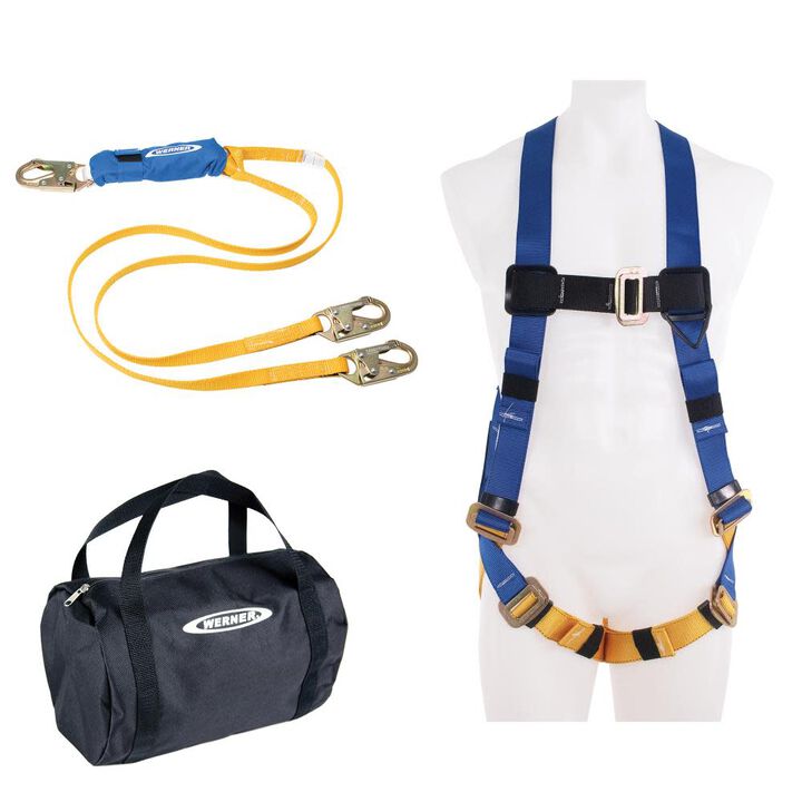 Werner Aerial Kit with BaseWear Std Harness 6ft DeCoil Dual Leg Lanyard