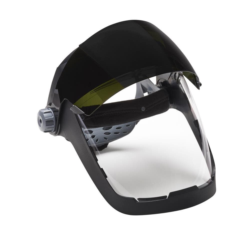 Jackson Safety QUAD 500 Multi-Purpose Face Shield, Clear Window, Shade 5 IR Flip Visor, Anti-Fog Coating, 370 Speed Dial Ratcheting, large image number 4