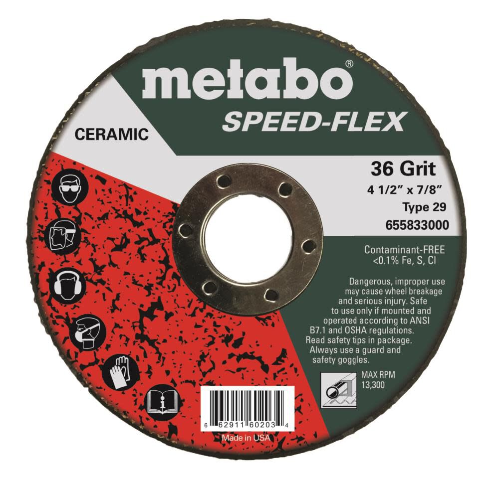Metabo 4 1/2in Speed Flex 36 7/8 T29 Grinding Disc, large image number 1