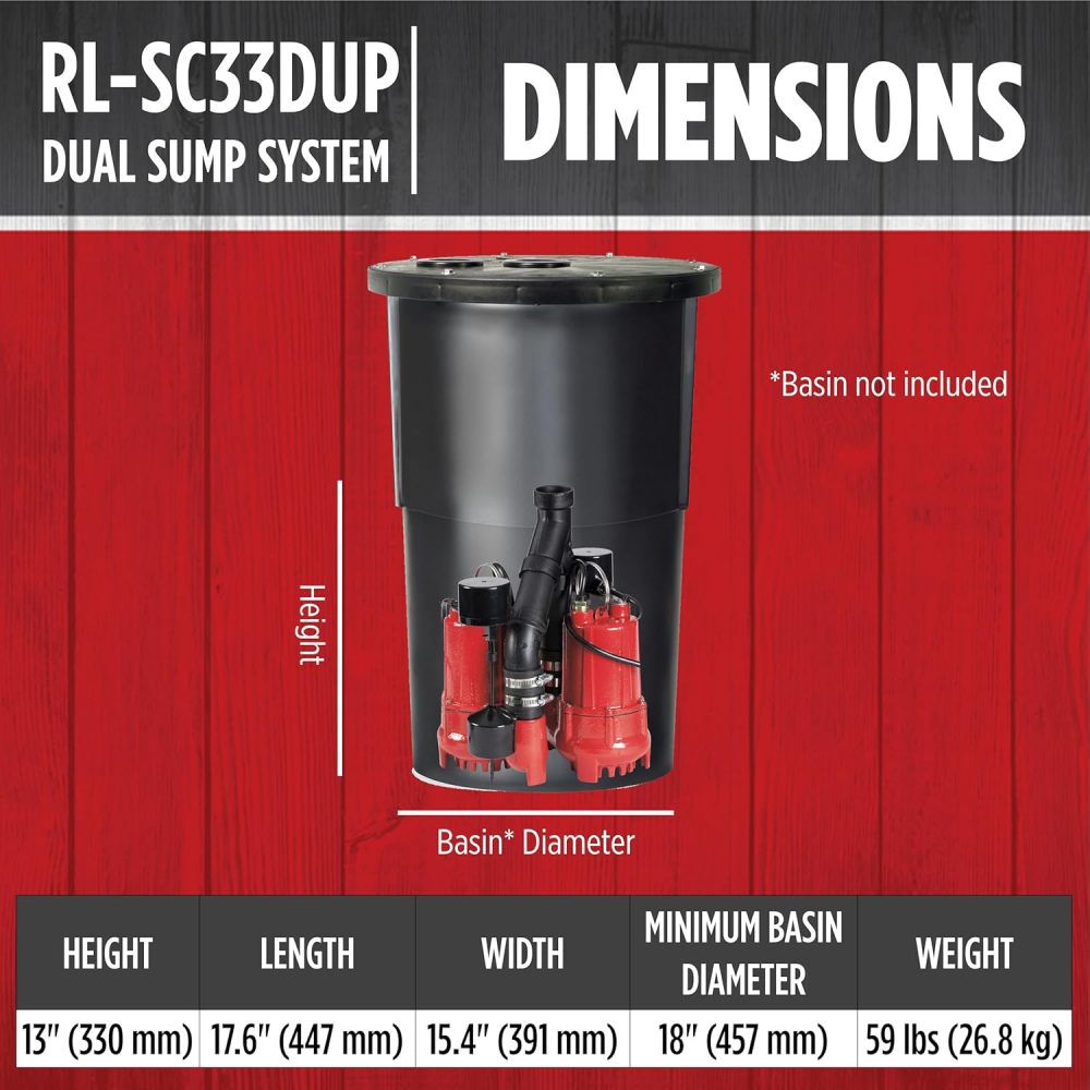 Red Lion 1/3HP 4425 GPH Dual Sump Pump System, large image number 2