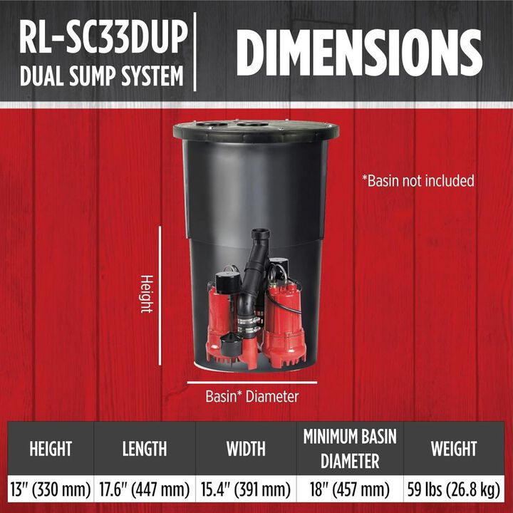 Red Lion 1/3HP 4425 GPH Dual Sump Pump System, large image number 1
