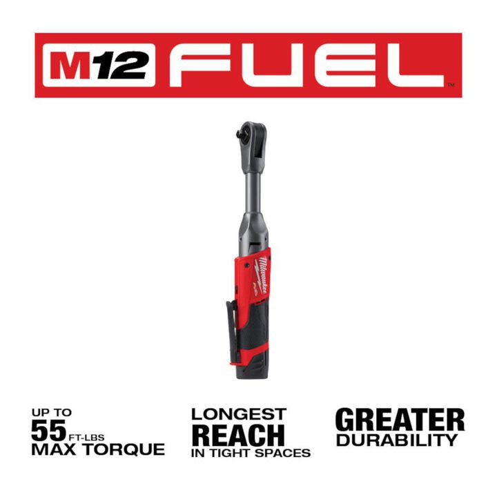 Milwaukee M12 FUEL 3/8 in. Extended Reach Ratchet 1 Battery Kit, large image number 2