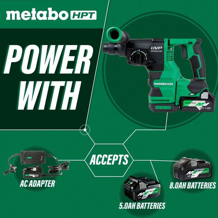 Metabo HPT 36V MultiVolt 1-1/8 Inch SDS Plus Rotary Hammer with UVP, large image number 2