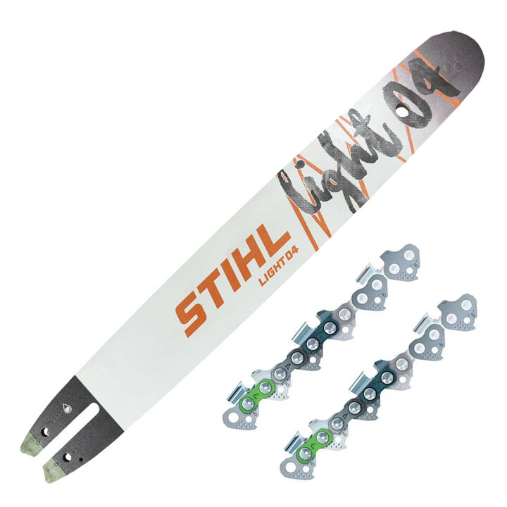 Stihl 2+1 Cut Kit 16 Inch Long 3/8 Inch Pitch 0.043 Inch Gauge Chainsaw Guide Bar and Two PS3 55 Link Chainsaw Chains