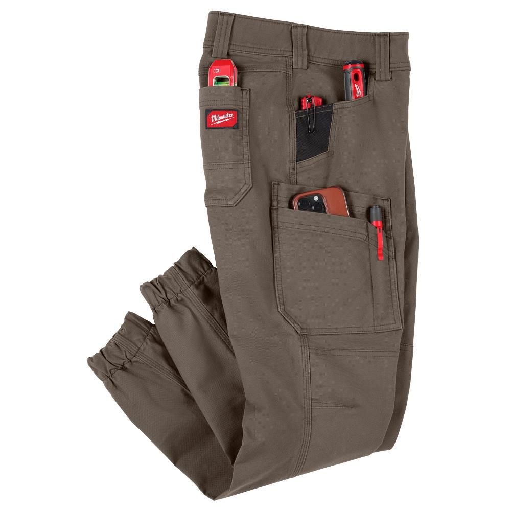 Milwaukee Womens GRIDIRON Double Knee Jogger Pants, Brown 10, large image number 7