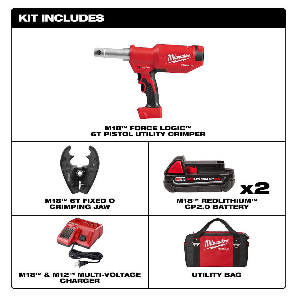 Milwaukee M18 FORCE LOGIC 6T Pistol Utility Crimper with O-D3 Jaw, large image number 2