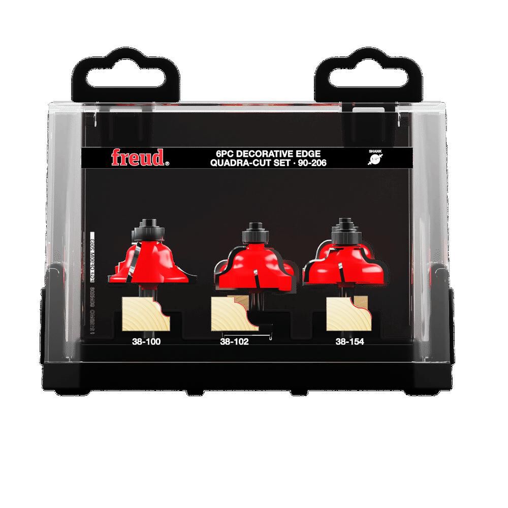 Freud 6 Piece Decorative Edge Quadra-Cut Router Bit Set, large image number 2
