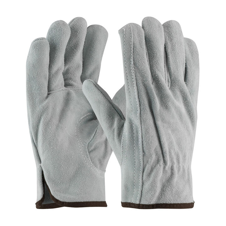Protective Industrial Products Split Cowhide Leather Drivers Premium Grade Gray Keystone Thumb Small 12 Pairs